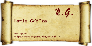 Maris Géza névjegykártya