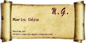 Maris Géza névjegykártya